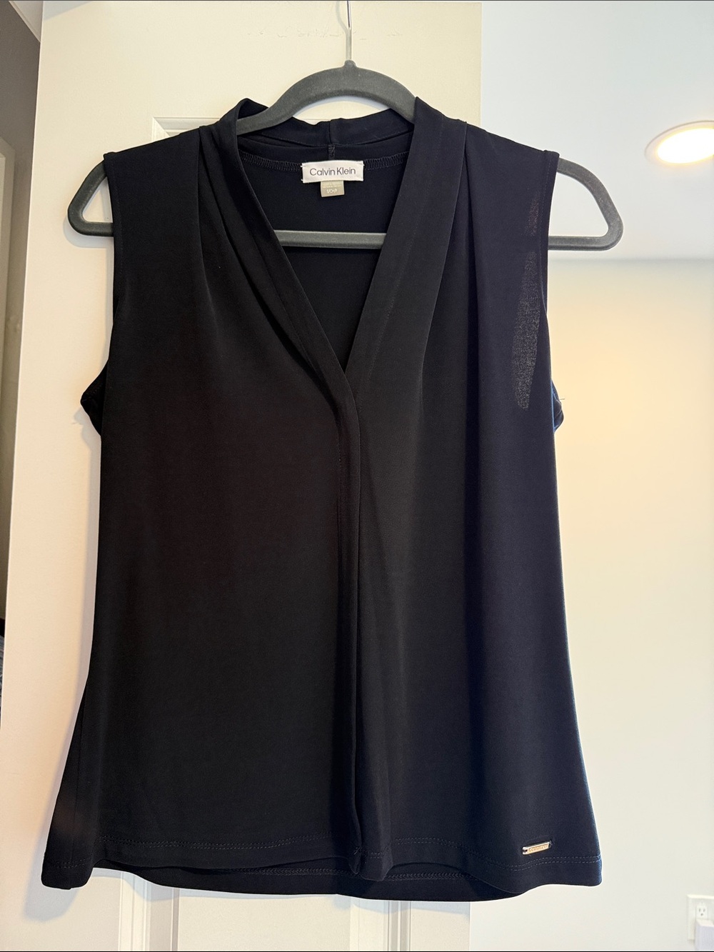 Calvin Klein Black Sleeveless V-Neck Blouse